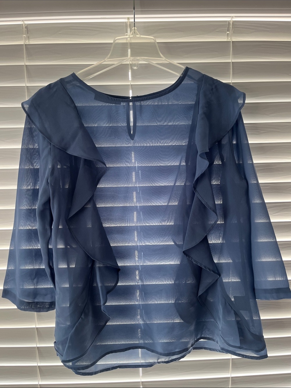 Sheer Ruffle-Trim Blouse